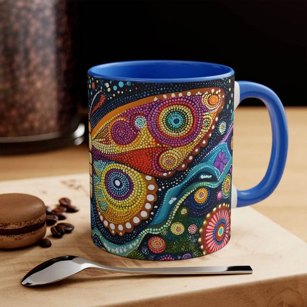 Aussie Dreamtime Aussie Dreamtime Colorful Accent Mug - Colorful Butterfly Dot Painting Mug - View 1