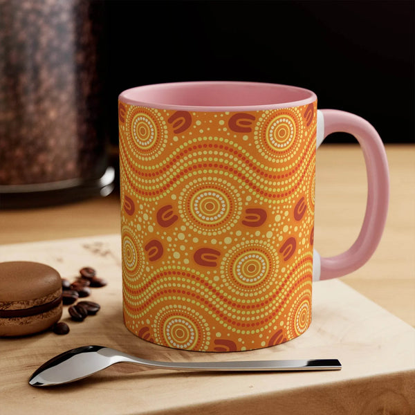 Aussie Dreamtime Aussie Dreamtime Colorful Accent Mug - Aboriginal Dot Pattern Accent 11oz Black - View 1