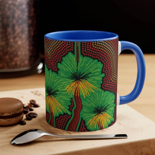 Aussie Dreamtime Aussie Dreamtime Colorful Accent Mug - Xanthorrhoea Australis Dot Artwork 11oz - View 1