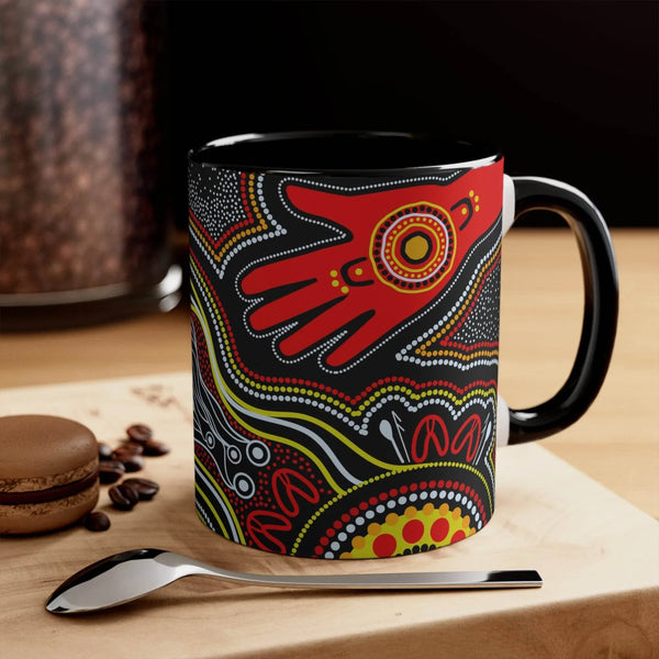 Aussie Dreamtime Aussie Dreamtime Colorful Accent Mug - Aboriginal Hand Painting Coffee Cup - View 1
