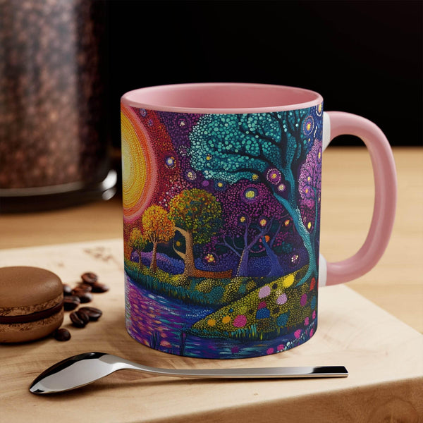Aussie Dreamtime Aussie Dreamtime Colorful Accent Mug - Magical Forest with Sunset and Lake Accent Coffee Cup 11oz - View 1