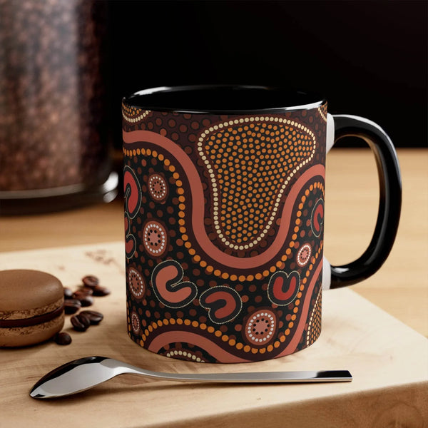 Aussie Dreamtime Aussie Dreamtime Colorful Accent Mug - Aboriginal Style River and Land Accent 11oz - View 1
