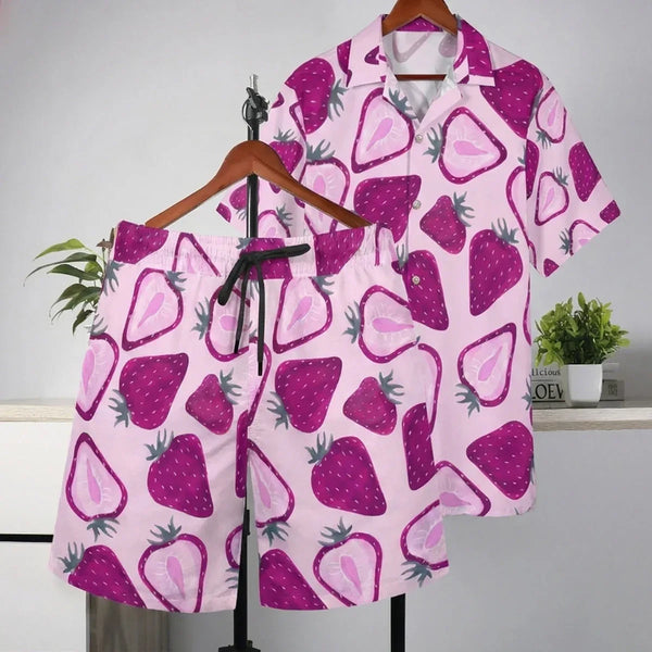 Berry Blush Hawaiian Shirt And Shorts Sets – Aussie Dreamtime Fruit Edition - Aussie Dreamtime