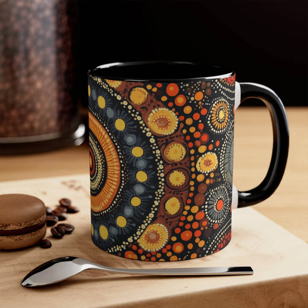 Aussie Dreamtime Aussie Dreamtime Colorful Accent Mug - Aboriginal Dot Painting Vibrant Nature and Culture 11oz Mug - View 1