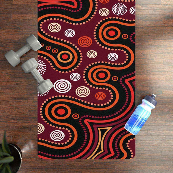 Aussie Dreamtime Australia Aboriginal Yoga Mat - Aboriginal style of dot background - View 1