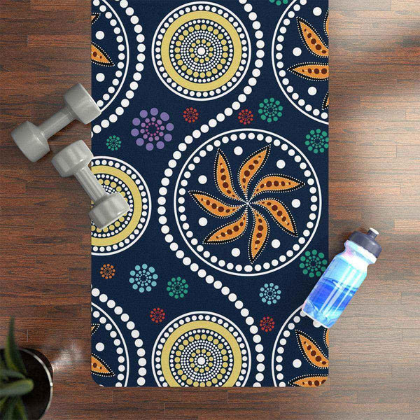 Aussie Dreamtime Australia Aboriginal Yoga Mat - Aboriginal Dot Art Blue Floral Concept - View 1