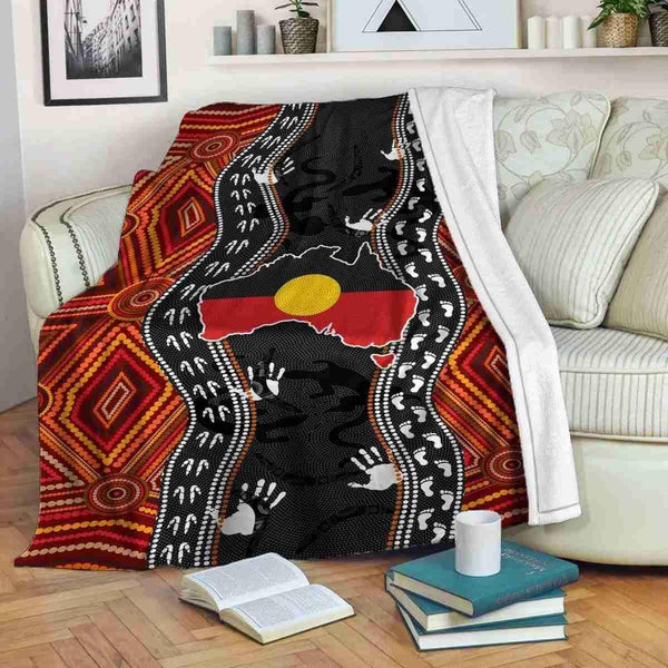 Aussie Dreamtime Australia Aboriginal Premium Blanket - Australia Map Dot Art Culture - View 1