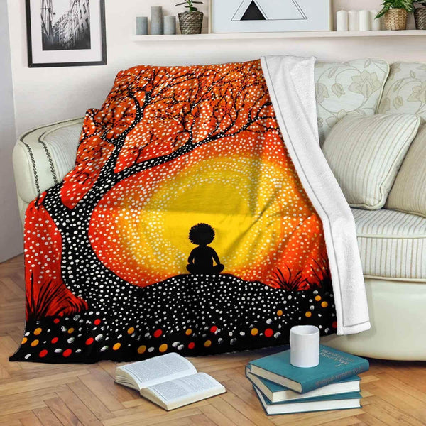 Aussie Dreamtime Australia Aboriginal Premium Blanket - Dreaming Child Portrait - View 1