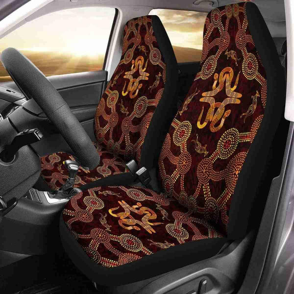 Aussie Dreamtime Australia Aboriginal Car Seat Cover - Aboriginal Boomerangs and Rainbow Serpents - View 1