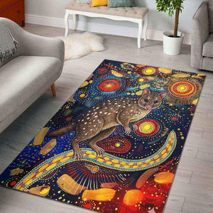 Australia Aboriginal Area Rug - Quoll in Aboriginal Dot Art Style