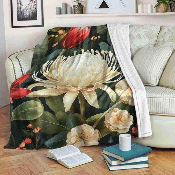 Aussie Dreamtime Australia Premium Blanket - Eucalyptus and Waratah - View 1