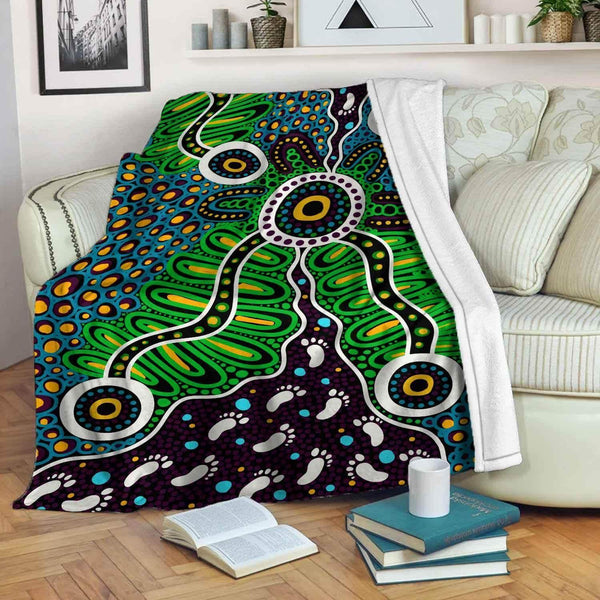 Aussie Dreamtime Australia Aboriginal Premium Blanket - Indigenous Australian dot painting art - View 1