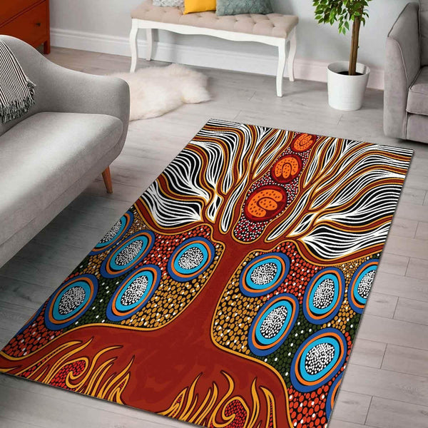 Aussie Dreamtime Australia Aboriginal Area Rug - Aboriginal dot Tree of Life painting - View 1