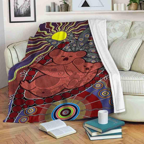 Aussie Dreamtime Australia Aboriginal Premium Blanket - Australia Koalas Dot Art Painting Concept - View 1