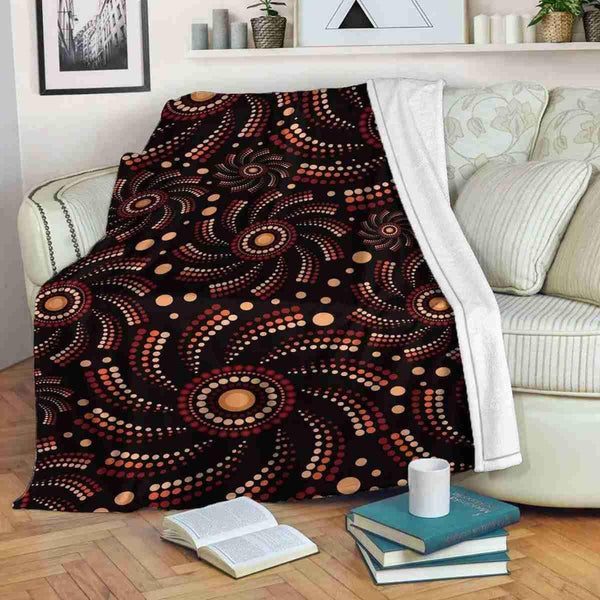 Aussie Dreamtime Australia Aboriginal Premium Blanket - Aboriginal Pinwheel Concept - View 1