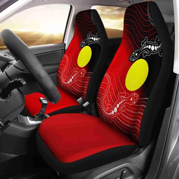 Aussie Dreamtime Australia Aboriginal Car Seat Cover - Lizards with Indigenous Flag Dot Painting - View 1