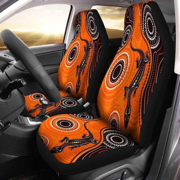 Aussie Dreamtime Australia Aboriginal Car Seat Cover - Aboriginal art background with Lizard - View 1