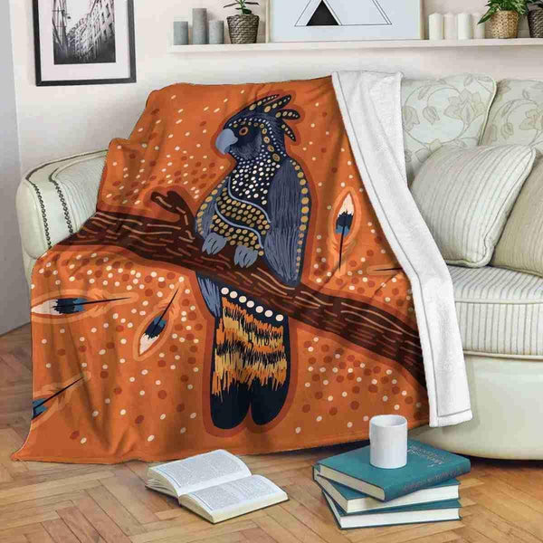 Aussie Dreamtime Australia Aboriginal Premium Blanket - Cockatoo on tree Aboriginal art - View 1