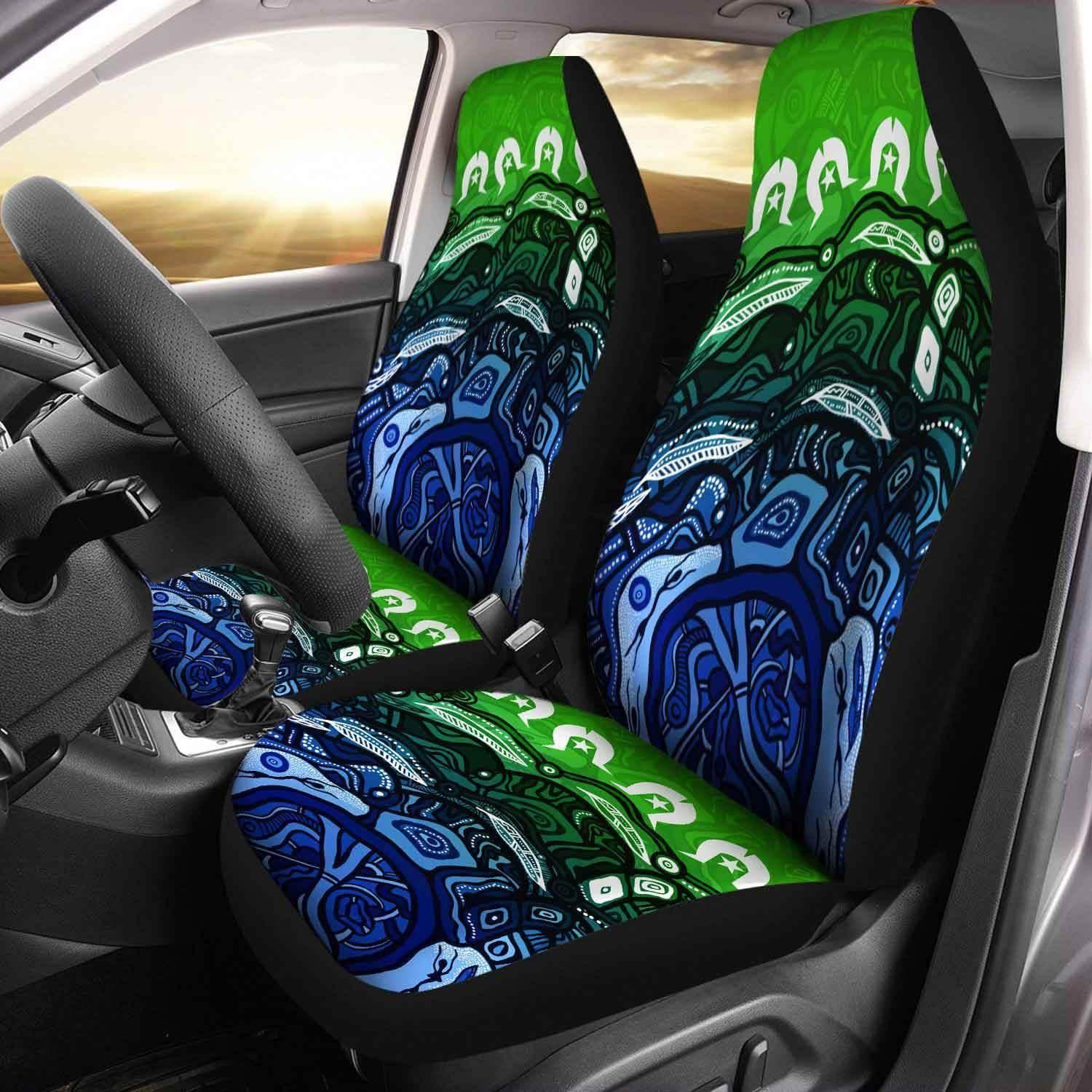 Aussie Dreamtime Australia Torres Strait Car Seat Cover - Torres Strait Dreamtime Dot Art Concept - View 1