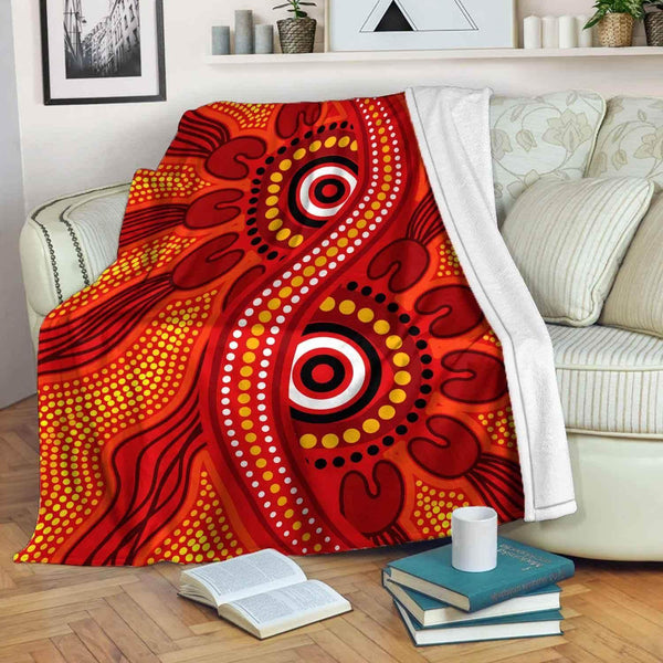 Aussie Dreamtime Australia Aboriginal Premium Blanket - Aboriginal Style Of Dot Design - View 1