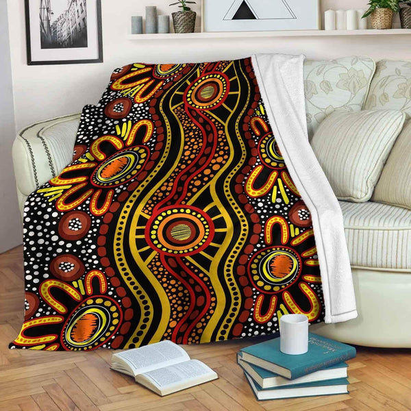 Aussie Dreamtime Australia Aboriginal Premium Blanket - Dot design in Aboriginal style - View 1