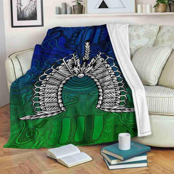 Aussie Dreamtime Australia Torres Strait Premium Blanket - Torres Strait Dhari Symbol Dot Art concept - View 1