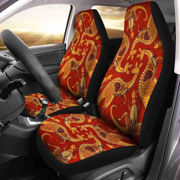 Aussie Dreamtime Australia Aboriginal Car Seat Cover - Kangaroos Union Connection Dot art concept - View 1