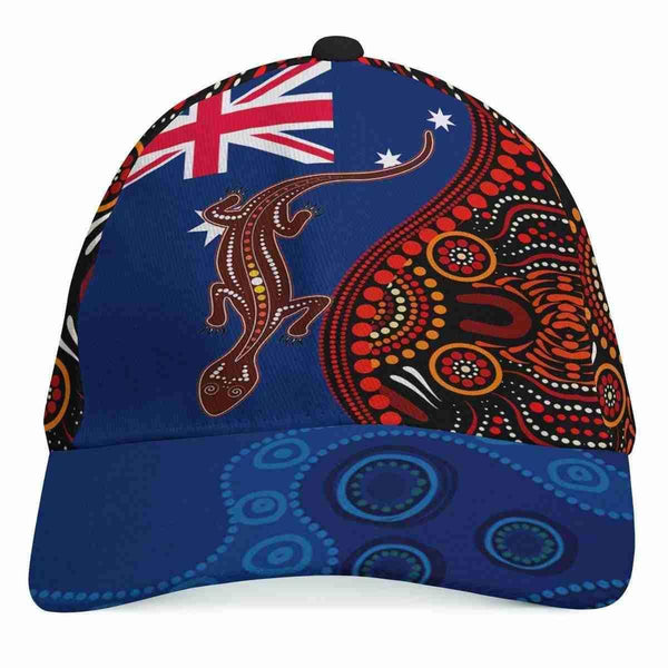 Aussie Dreamtime Australia Day Aboriginal Cap - Australia Flag With Aboriginal Lizard - View 1