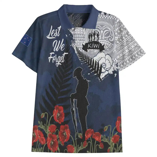 New Zealand Remembrance Day Polo Shirt - Lest We Forget Maori Inspired Silver Fern Tribute