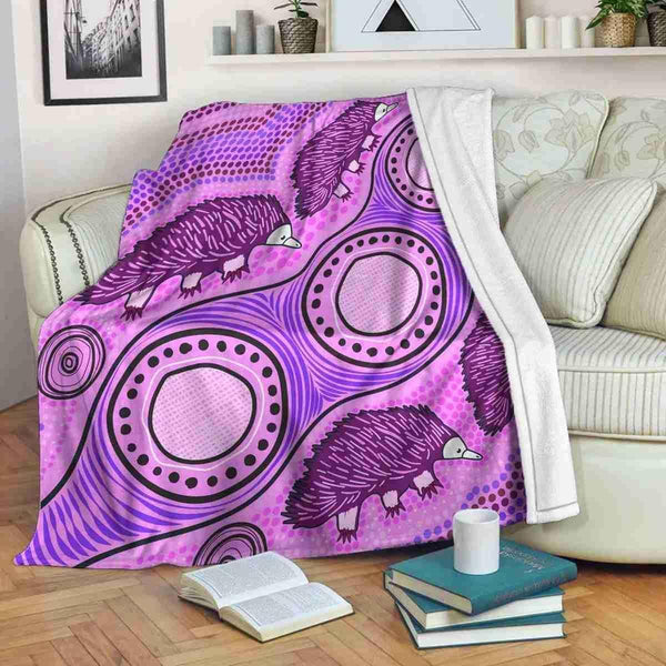 Aussie Dreamtime Australia Aboriginal Premium Blanket - Aboriginal Painting With Echidnas - View 1