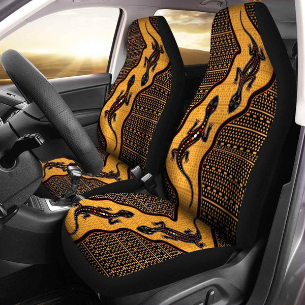 Aussie Dreamtime Australia Aboriginal Car Seat Cover - Aboriginal art with twin Lizards - View 1