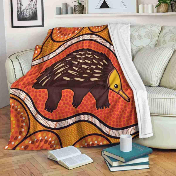 Aussie Dreamtime Australia Aboriginal Premium Blanket - Echidna Aboriginal Artwork - View 1