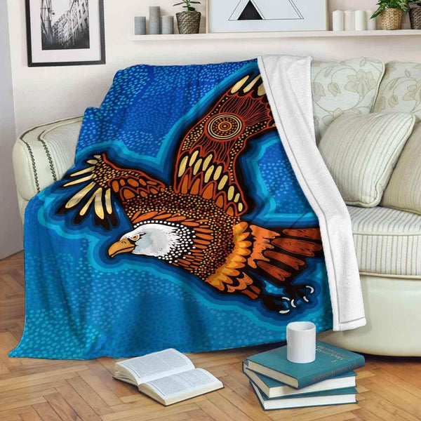 Aussie Dreamtime Australia Aboriginal Premium Blanket - Flying Eagle Aboriginal style - View 1