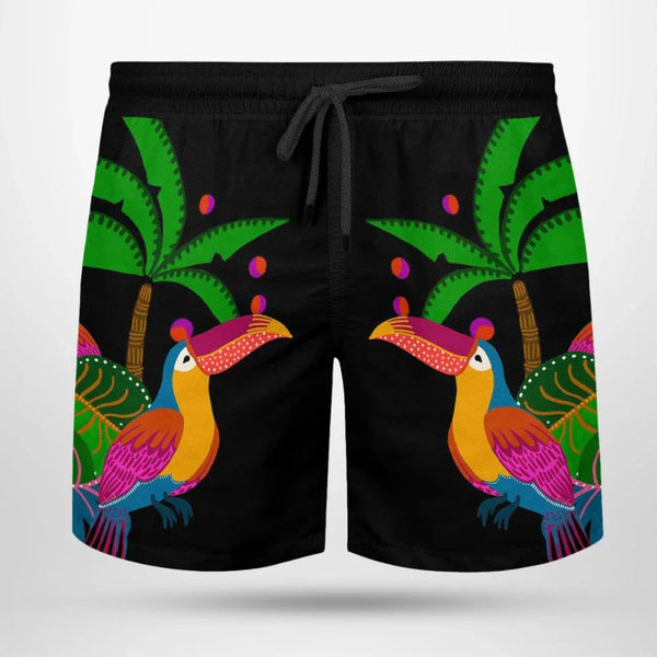 Toucan Noir Beach Short – Aussie Dreamtime Animal Edition - Aussie Dreamtime