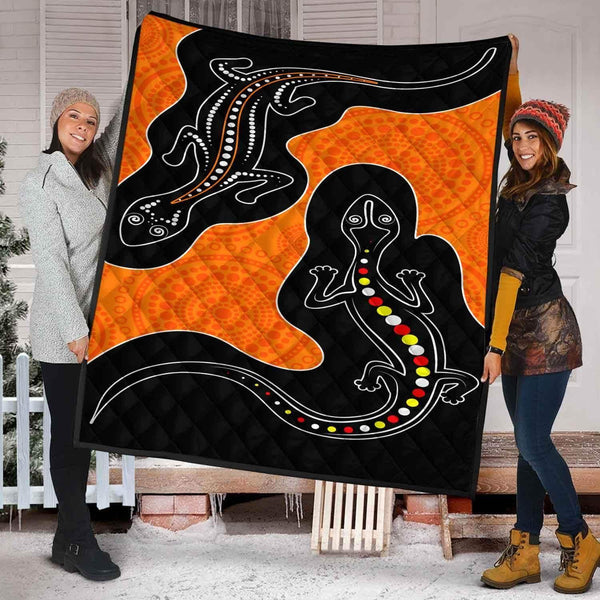 Aussie Dreamtime Australia Aboriginal Premium Quilt - Lizards Aboriginal art painting - View 1