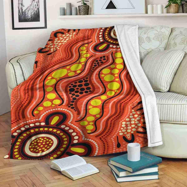 Aussie Dreamtime Australia Aboriginal Premium Blanket - Dot Art of Soil Concept - View 1
