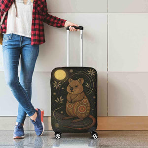 Australia Aboriginal Luggage Cover - Quokka in dot art style with glowing moonlit