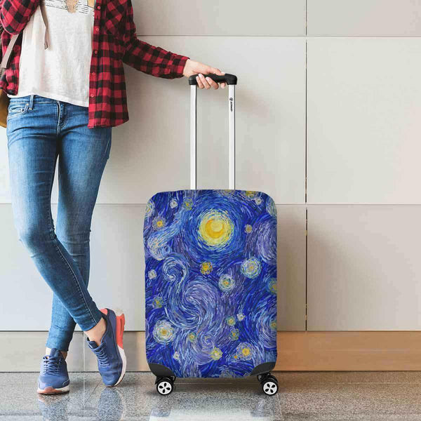 Aussie Dreamtime Australia Aboriginal Luggage Cover - Glowing Moon on a Starry Night - View 1