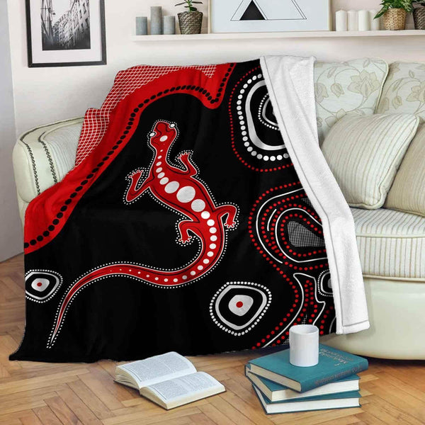 Aussie Dreamtime Australia Aboriginal Premium Blanket - Aboriginal art background Lizard painting - View 1