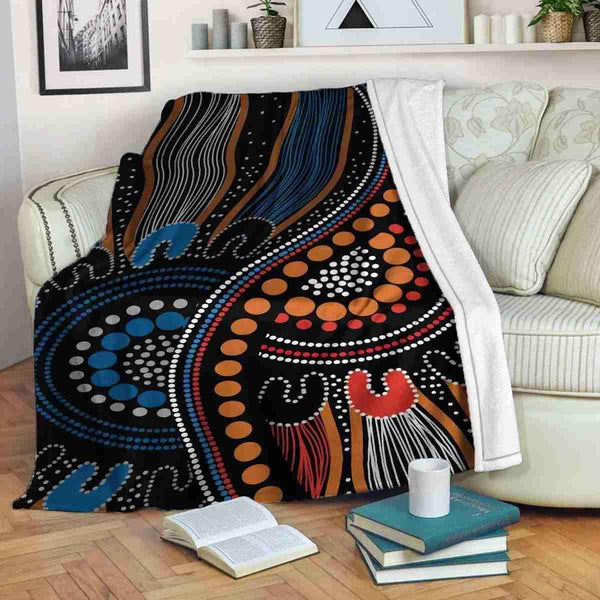 Aussie Dreamtime Australia Aboriginal Premium Blanket - Dot Art Painting Concept - View 1