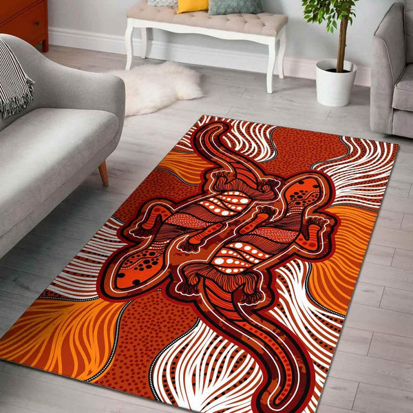 Aussie Dreamtime Australia Aboriginal Area Rug - Aboriginal Lizards painting - View 1