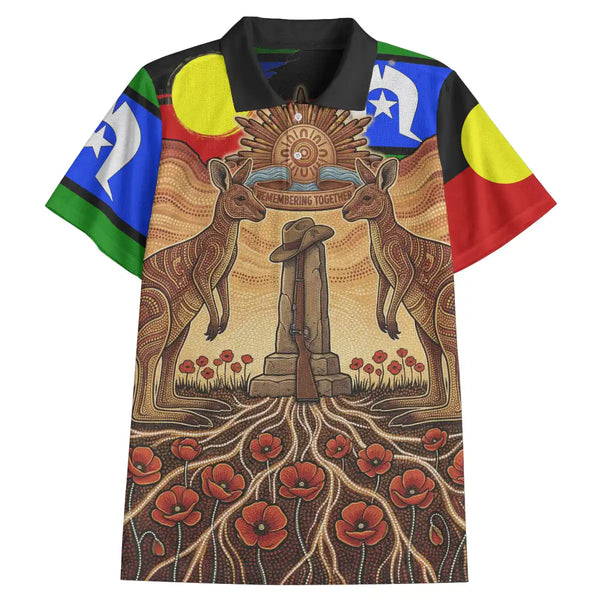 Aussie Dreamtime Australia Remembrance Day Aboriginal Inspired Polo Shirt - Indigenous Remembrance Spirit - View 1