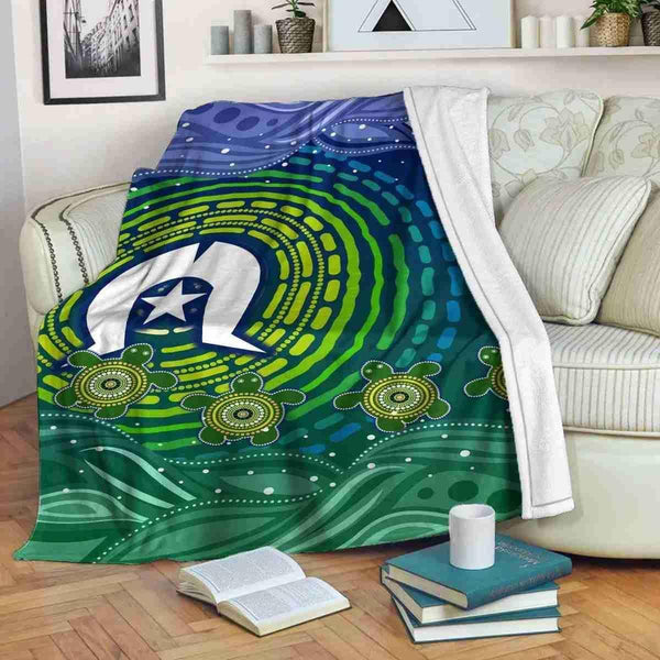 Aussie Dreamtime Australia Torres Strait Premium Blanket - Torres Strait Symbol and Turtles - View 1
