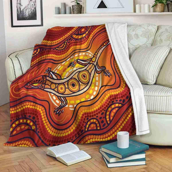 Aussie Dreamtime Australia Aboriginal Premium Blanket - Aboriginal inspired Dots Goanna - View 1