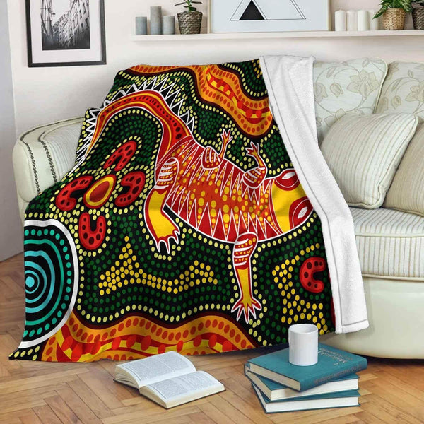 Aussie Dreamtime Australia Aboriginal Premium Blanket - Dreamtime story with Crocodiles - View 1