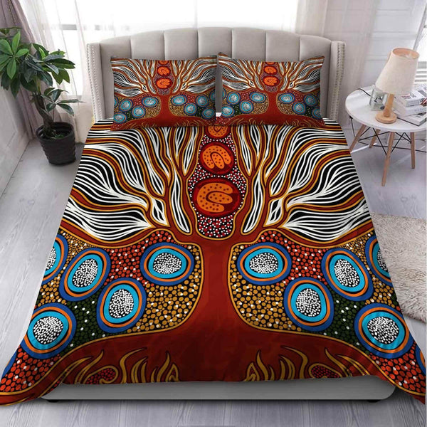 Aussie Dreamtime Australia Aboriginal Bedding Set - Aboriginal dot Tree of Life painting - View 1