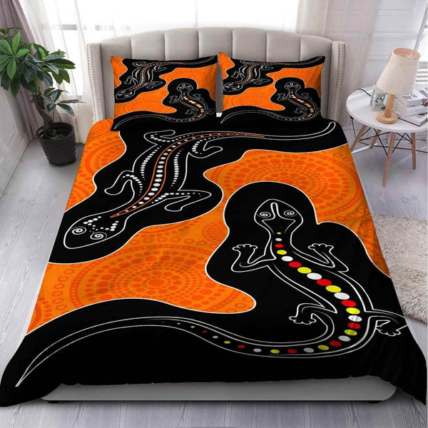 Aussie Dreamtime Australia Aboriginal Bedding Set - Lizards Aboriginal art painting - View 1
