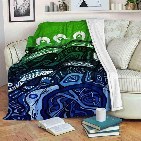 Aussie Dreamtime Australia Torres Strait Premium Blanket - Torres Strait Dreamtime Dot Art Concept - View 1
