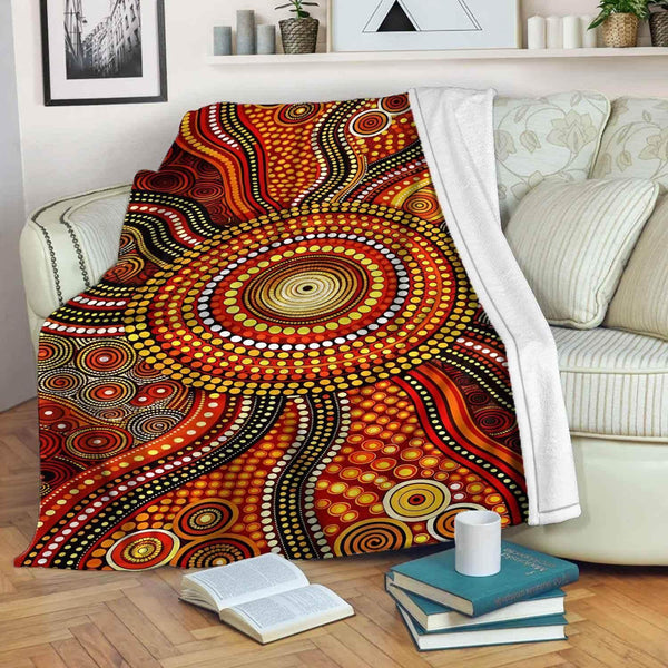 Aussie Dreamtime Australia Aboriginal Premium Blanket - Aboriginal art Connection concept - View 1