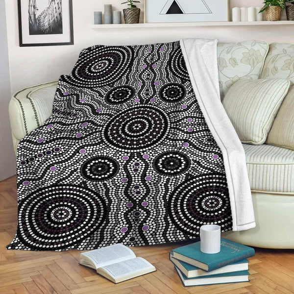 Aussie Dreamtime Australia Aboriginal Premium Blanket - Aboriginal style of dot painting concept - View 1